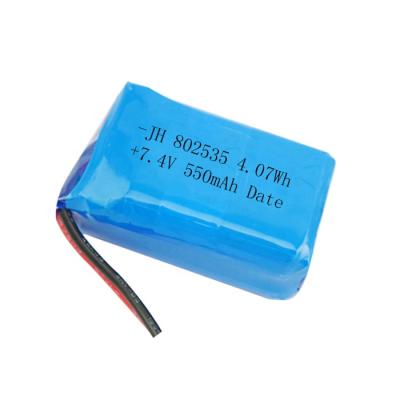 China Toys Polymer Lithium Ion Battery 7.4V 802535 Rechargeable 700mah Battery for sale