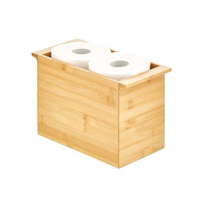 China Modern Bathroom Toliet Roll Holder Storage Natural Bamboo Organizer Basket Bin for sale