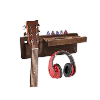 China GUITAR Paulownia Wood Guitar Hanging Rack With 3 Hooks Pick And Wall Mount Holder Rack Guitar Hanger for sale