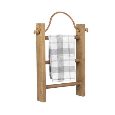 China (Other)Adjustable Rustic Bathroom Farmhouse Decor Hanging Rack Wooden Towel Rack Ladder Weathered Wood Towel Storage Rack for sale