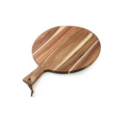 China Eco-friendly Wooden Pizza Cutting Board Serving Tray With Big Handle Acacia Wood Pizza Paddle Pizza Skin for sale