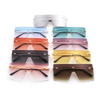 China Fashion Sunglasses 2022 Vintage Retro Rimless Sun Glasses Women Summer Sun Glasses Big Square Oversized Luxury Rimless Shades for sale