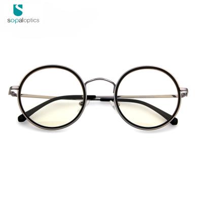 China Anti Blue Light Round Glasses Yellow Frame Blue Light Blocking Game Glasses for sale