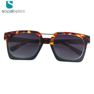 China Newcomer Square Flat Surface Lamination Acetate Sunglasses European Style Square Lamination Acetate Sunglasses for sale