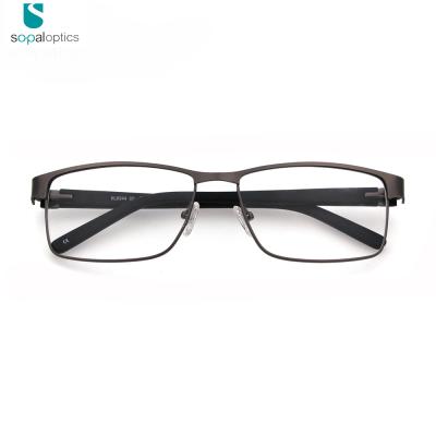 China Classic Shape Economical Men Eye Glasses Square Frame OEM Metal Low Moq Eyewear Men Glasses for sale