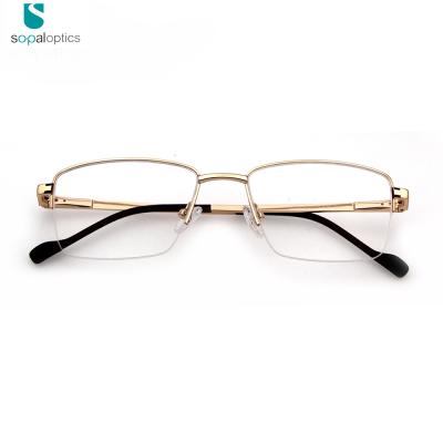 China Cheap Classic Cheap Square Shape Glass Men Eye Glasses Custom Men's Monocle Metal Frames For Optical Glasses for sale