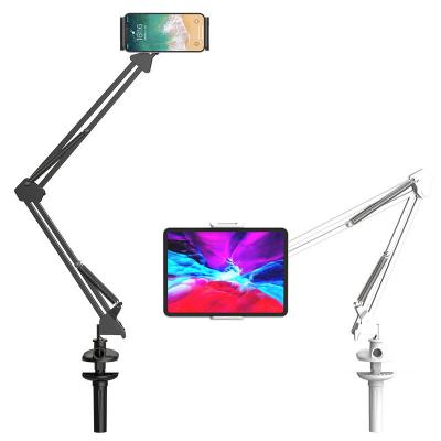 China 360 Degree Metal Tablet Stand Lazy Flexible Strong Adjustable Arm Long Bed Lazy Desk Phone Holder for iPad Mount Desk Stand for sale