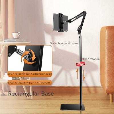 China Adjustable Universal Flexible Long Lazy Arm Aluminum Tablet Holder Mount 360 Degree Rotatable Metal Floor Tablet Holder Bracket for sale