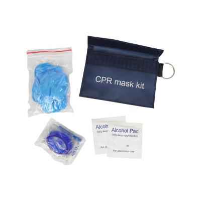 China CPR Face Shield CPR Mask Key Chain With Disposable Gloves And Alcohol Pads 10.5cm x 7cm for sale