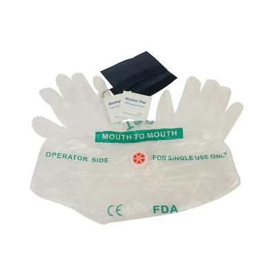 China Nylon Bag First Aid Kit With Vinyl Gloves And 2 Alcohol Pads Disposable Rescue CPR Face Shield Mask 10.5cm x 7cm for sale