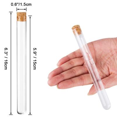 China Candy 10ml 15x150mm Mini Plastic Test Tube with Cork Stopper for sale