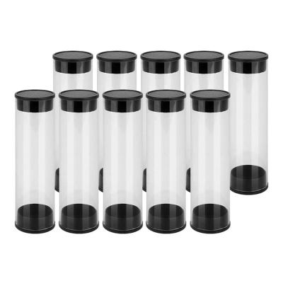 China Airtight Clear Lip Plastic Tube Container Gumball Tube Airtight With Black Lid For Small Beads Artware Sugar Storage for sale