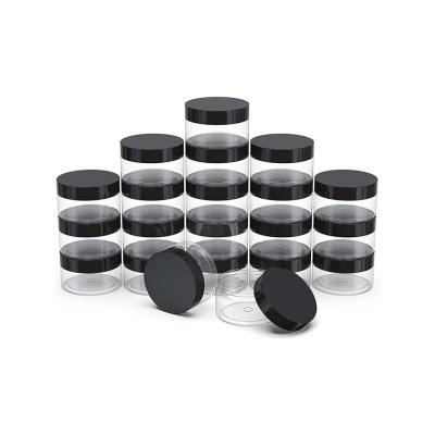 China Refillable Empty Clear Safe 4oz 8oz Wide-Mouth Bulk Food PET Plastic Jars With Black Screw Cap Lids for sale