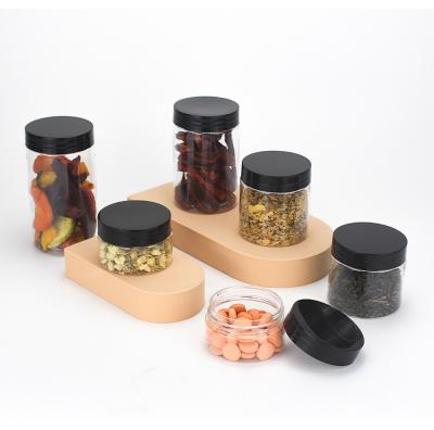 China Clear Plastic Candy Jar Container Food Grade Recycable Pet Plastic Candy Jar Peanut Butter Honey Jams Jar for sale