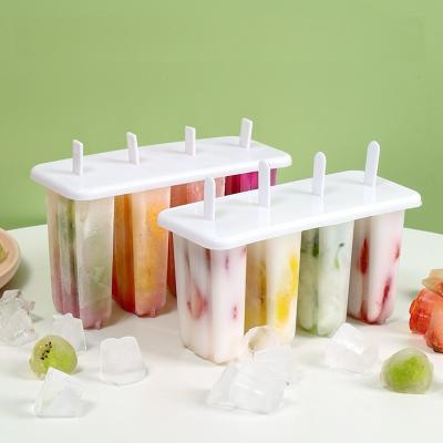 China Sustainable Hot Sale Summer Plastic 4 Cavity Popsicle Easy Demoulding Mold With Lid for sale