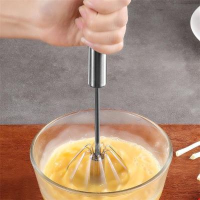 China Viable Agitator 304 Stainless Steel Manual Hand Pressure Hand Mixer Self Rotating Egg Beater for sale