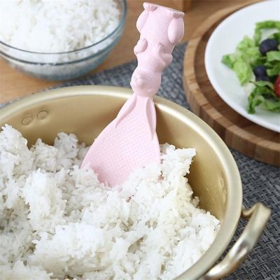 China Wheat Straw PP Rice Sustainable Kitchen Creative Comfortable Handle Stand Drop-proof Spoon for sale