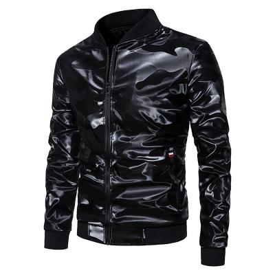 China 2021 Fashion Casual Mens Motorcycle Leather Jacket Camouflage Men Waterproof Leather Trim Jackets for sale