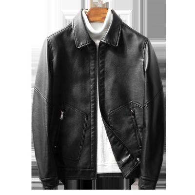 China QUICK DRY leather jackets for men's black leather jacket simple casual winter style high quality custom made men for sale