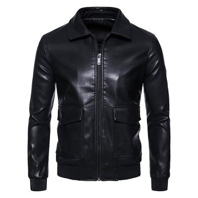 China New Winter Black Casual Bomber QUICK DRY High Quality Men's Leather Jacket Leather Jacket For Men for sale