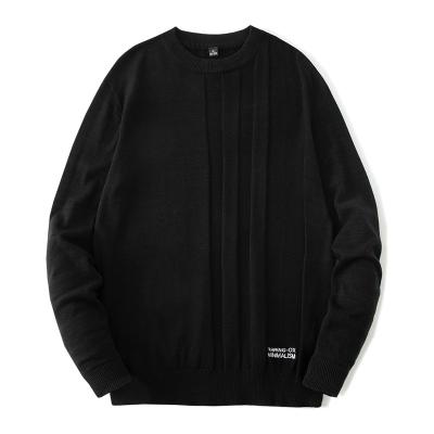 China custom Anti-wrinkle crewneck knit oversized loose men's blank sweater black men's sweater for sale