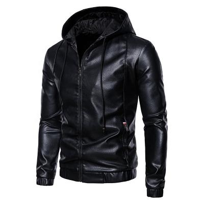 China Factory Hot Sale New Design QUICK DRY Hooded Leather Jacket For Men Casual Style Spring Fashion Leisure Coat for sale