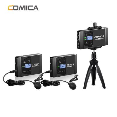 China Lavalier Mini Wireless Microphone COMICA CVM-WS60 COMBINED UHF Dual Channel Flexible Microphone for Video Shooting for sale