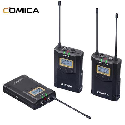 China COMICA CVM-WM100 PLUS Lavalier Microphone (A) UHF 48-Channels Can Real-Time Tracking Wireless Microphone with Dual-Transmitter and One Receiver for sale