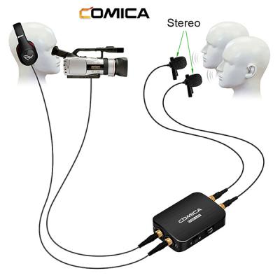 China Detachable&Multi-functional Lavalier Microphone COMICA DUAL.LAV D03 Dual Head Lavalier Microphone For Camera Smartphone for sale