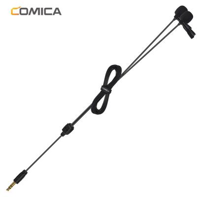 China Dual Head Lavalier Microphone COMICA CVM-D02 (4.5m) Lavalier Microphone Compatible with Camera Smartphone Camcorder for Interview and Vlogging for sale