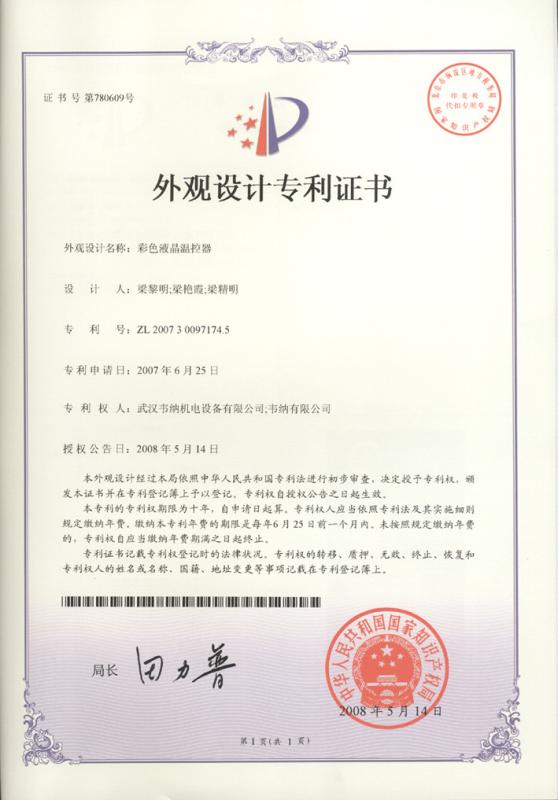 Letters Patent - Winner Ball Valves Co., Ltd.