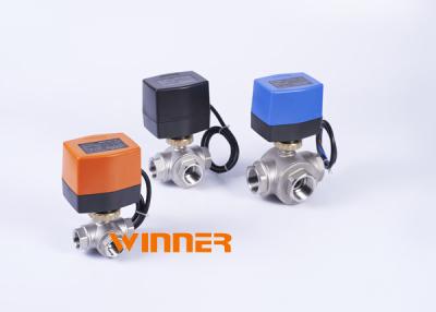 China DC12V ON / OFF Control Electric Operated Valve 3 Way DN20 SS304 Electric Actuated Ball Valve for sale