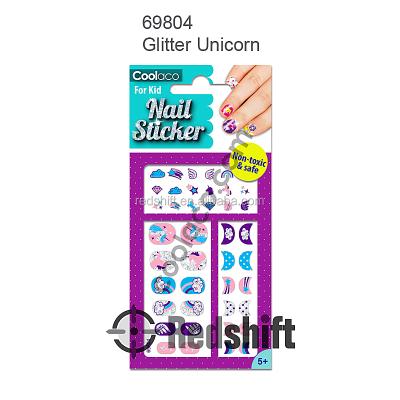 China Kid Glitter 3D Nail Sticker Unicorn Nail Art Foil Gel Temporary Nail Sticker for sale