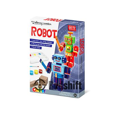 China Make Your Own Wooden Toy Robot Amazon FBA DIY Art and Craft Kit with DIY Paint and Brush Coloring Kid's Toy 79900 for sale