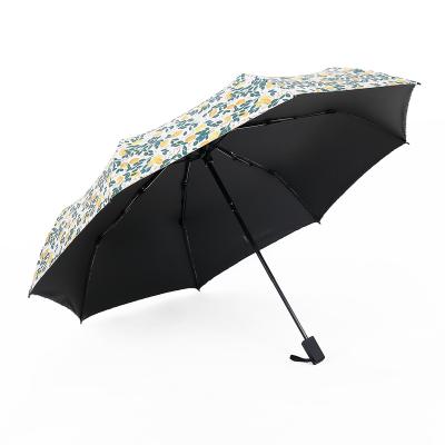 China Folding Sun Protection Umbrella Minimalist Black Coating Large Windproof Umbrella for sale