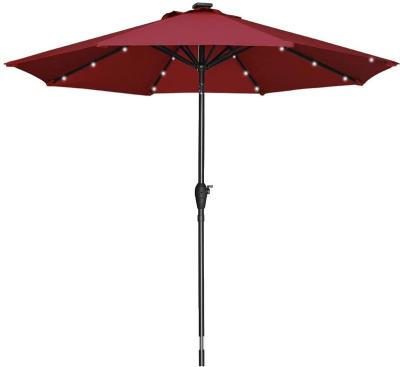 China Outdoor Cafe Courtyard Patio Umbrella Modern LED Garden Light Beach Umbrella for sale