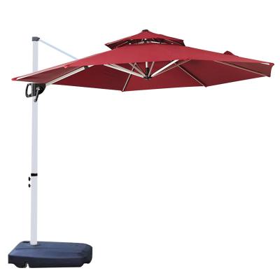 China Modern Side Position Rotating Manual Outdoor Roman Umbrella Villa Garden Side Yard Beach Sun Shelter Umbrella for sale