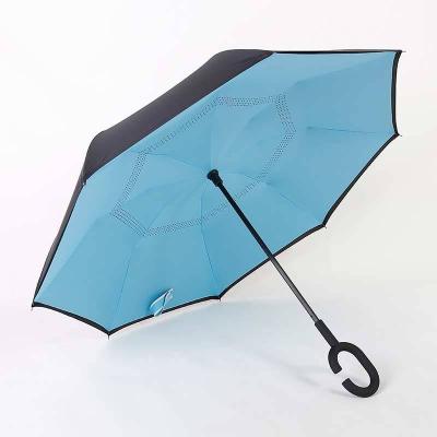 China CLASSIC Double Layer Inverted Umbrella with C-shape Handle, Anti-UV Waterproof Reverse Straight Umbrella for Outdoor Car Rain Use for sale