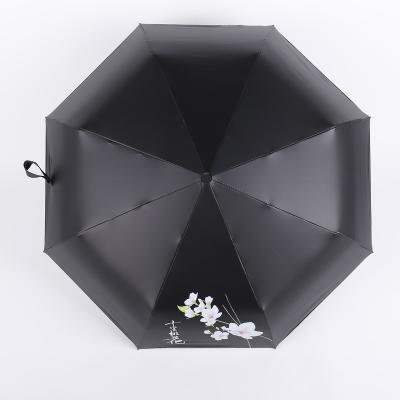 China New Design Modern Metal Frame Premium Manual Umbrellawith Triple Open Logo Printing for sale