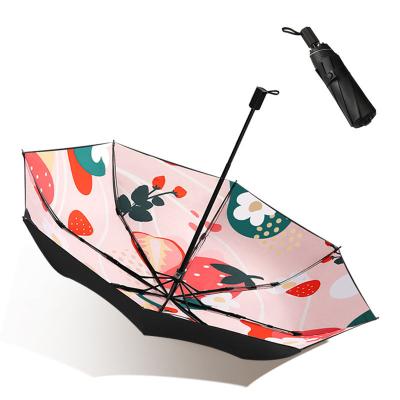 China Originality CLASSIC Woman 3-Foldable Color Printing Windproof Parasol With UPF Ultraviolet-proof For Gift And Promotion With Custom Logo for sale