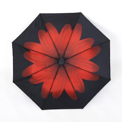 China New Modern Rubber Automatic Style Three Handle Folding Umbrella Automatic Umbrella for sale