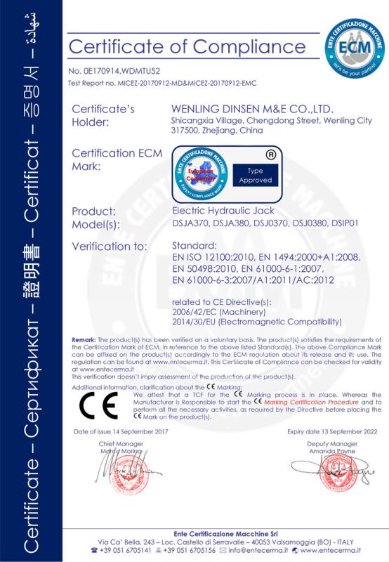 CE - Wenling Dinsen M&E Co., Ltd.