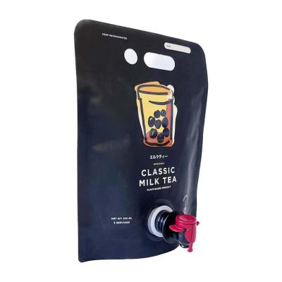 China Disposable Custom Print Die Cut Handle NO-Leak Holder Spouted Pouch For Juice Wine Beer Beverage Milk for sale