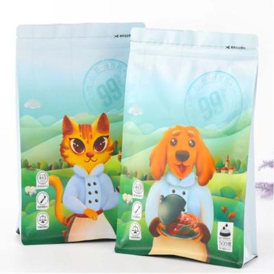 China Custom Pet Moisture Proof Cat Dog Food Plastic Aluminum Foil Flat Bottom Zipper Packaging Bag for sale