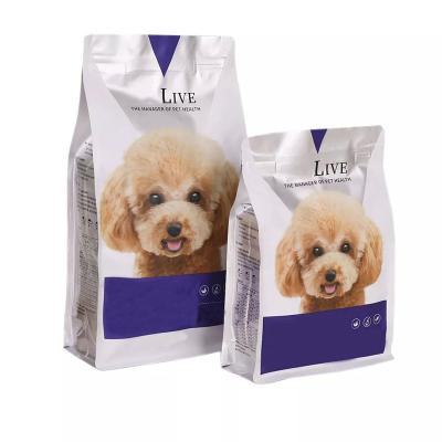 China Custom Pet Moisture Proof Cat Dog Food Plastic Aluminum Foil Flat Bottom Zipper Packaging Bag for sale