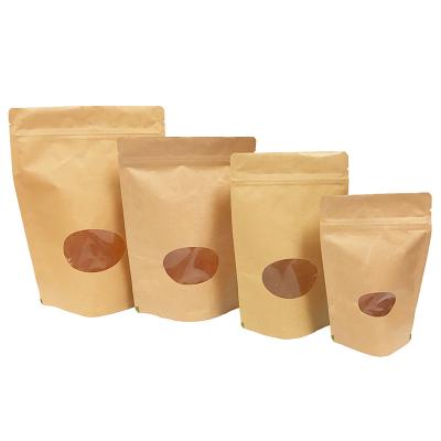 China Biodegradable Customize High Quality Kraft Paper Plastic Bag Window Zip Lock Coffee Tea Packaging Bag for sale