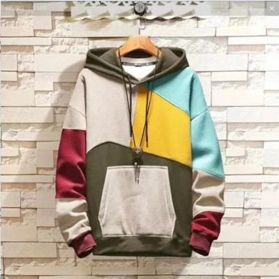 China Unisex Oversized Custom Logo Cotton Anti-Wrinkle Winter Hoodie Patchwork Color Block Thin Pullover Hoodies for sale