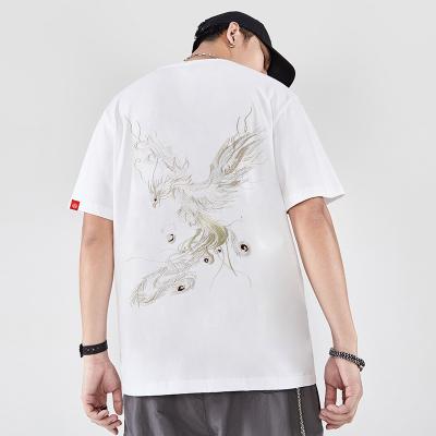 China Anti-Wrinkle Mens Stylish Summer T Shirts For Mean-Shirt 100% Cotton Embroidered T-shirt Men Drop Shoulder Oversized T-shirt for sale