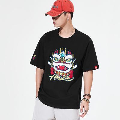 China Anti-Wrinkle Oversized Simple T-Shirt For Men Stylish 100% Cotton Plain Embroidered Graphic Tees Street Wear Mens Tees for sale