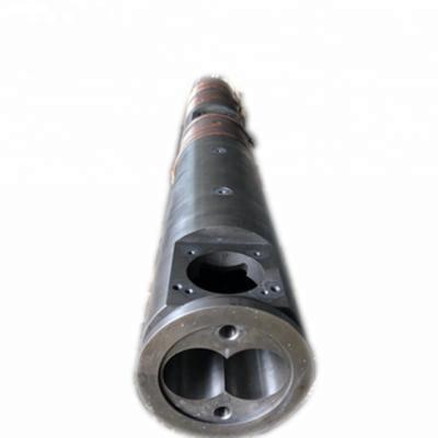 China Conical Twin Screw and Barrel High Extrusion High Quality Bimetallic Plastic Alloy Building Material Stores for PVC Pipes/Sheet/Profile for sale